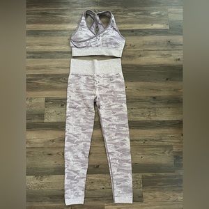 Camo print padded sports bra and legging athletic set